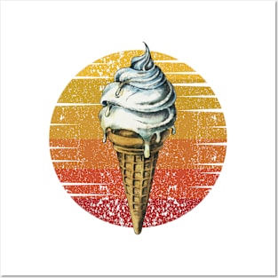 Vanilla Ice Cream Ice Cream Cone Ice Cream Lover Holiday Retro Style Gift Japanese Art Posters and Art